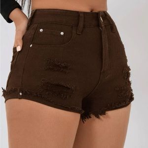 Brown ripped shorts